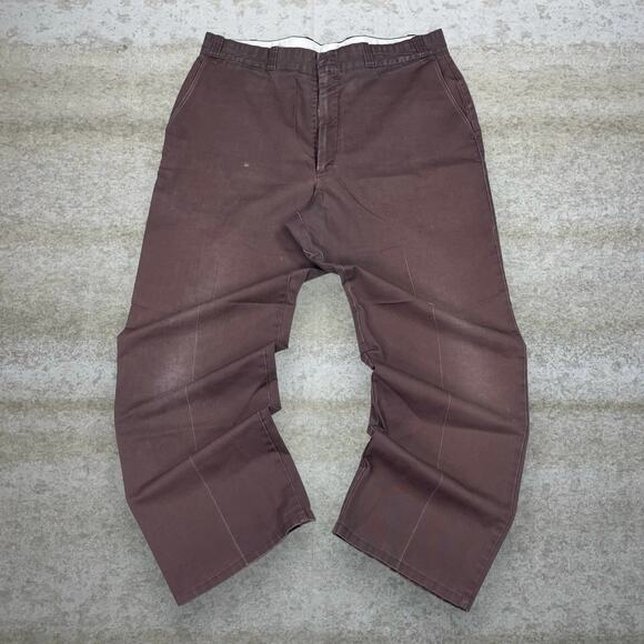 True Vintage 70s Work n Sport Khakis Pants 36x30 Baggy Chocolate Brown - Picture 2 of 4